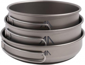 Титановый набор посуды Goraa Ti6053 3-Piece Titanium Pot and Pan Cook Set