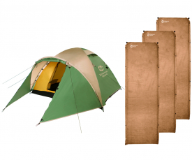 Комплект Zelenoe More палатка Kora 3 + 3 коврика Zelenoe More Comfort 7 Lite